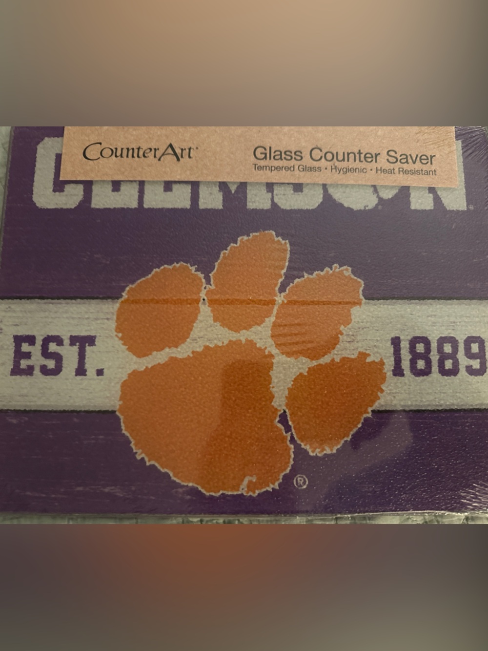 Clemson Paw Logo Glass Counter Saver - Orange & Purple